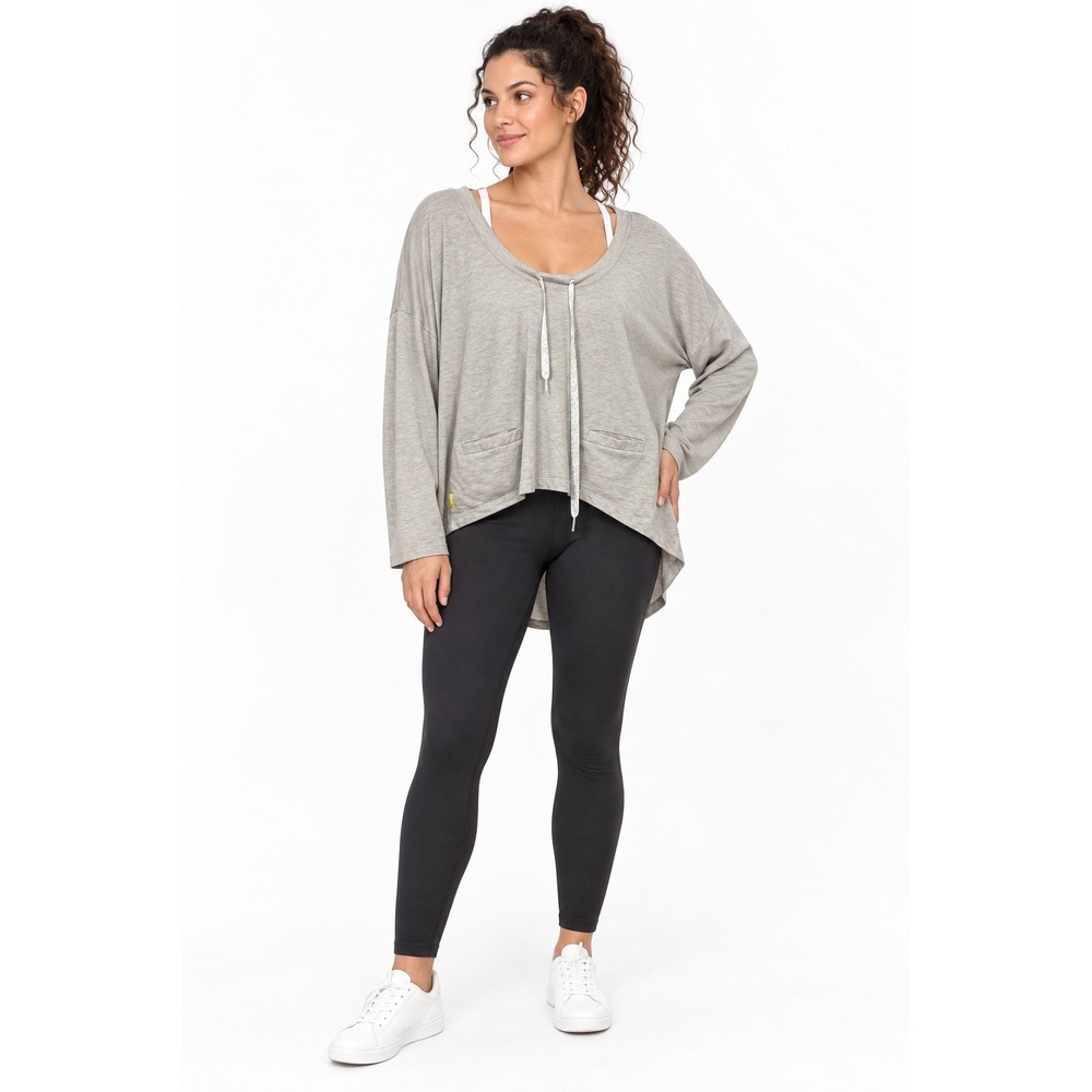Lole Bala Top Womens L Gray Modal Blend Oversized Yoga Pilates Pocket Pullover